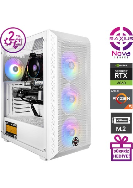 Nova G2 R5 3060-5600A9 Ryzen5 5600 16GB 512SSD RTX3060 W11P Gaming Masaüstü Bilgisayar