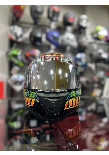 801 Azure Yeşil Turuncu Kapalı Kask Ayna Vizörlü modelleri