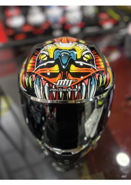 801 Azure Yeşil Turuncu Kapalı Kask Ayna Vizörlü indirimleri