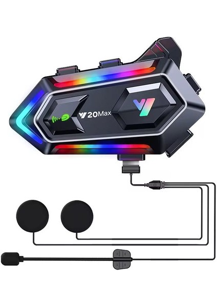 Y20 Max Kablosuz Bluetooth Motosiklet Kask Intercom - Çift Telefon Destekli Ipx6 Su Geçirmez