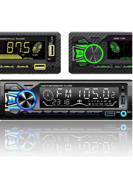Mega Çift USB Araba Oto Teyp Radyo Bluetooth USB Sd Aux Rgb Tuş Işığı
