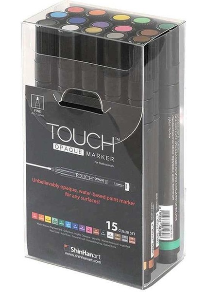Touch Opaque Marker Akrilik Boyama Kalemi 15 Renk Fine Uç (0.8-1.3 Mm)