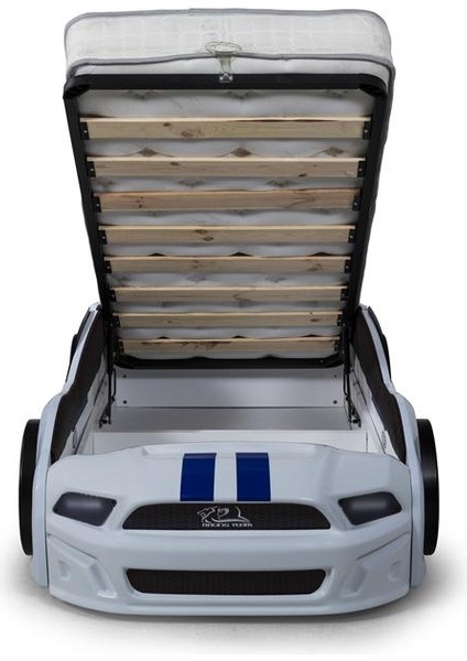 Kapıları Açılan Mustang Full Ledli Kumandalı ve Müzikli Bazalı Arabalı Yatak modelleri