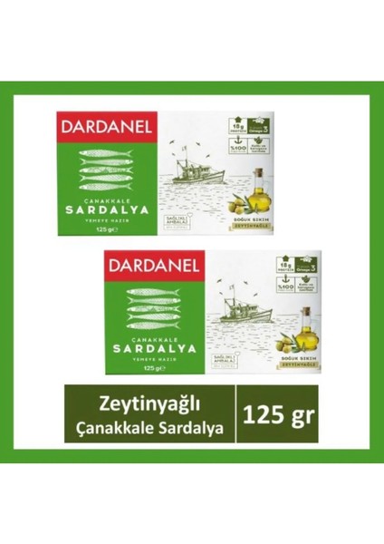 Zeytinyağlı Soğuk Sıkım Çanakkale Sardalya 125 gr (2paket)