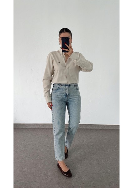Kar Yıkamalı Momfit Jean