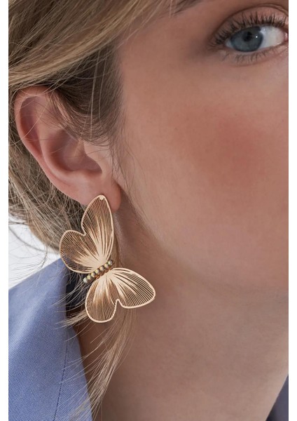 Metamorfoz Gold Kelebek Asimetrik Küpe modelleri