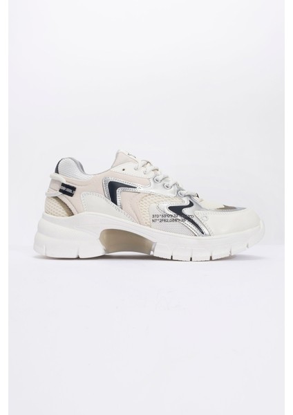 Duja Beyaz Gümüş Multi Fileli Kadın Kalın Taban Spor Sneakers fırsatları