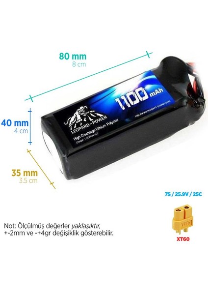 Leopard Power 1100 Mah 25.9V 7s 25C Lipo Batarya