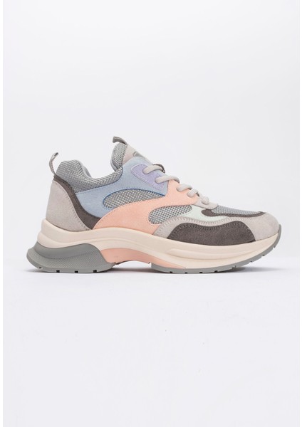 Crown Buz Pudra Multi Bağcıklı Kadın Kalın Taban Spor Sneakers
