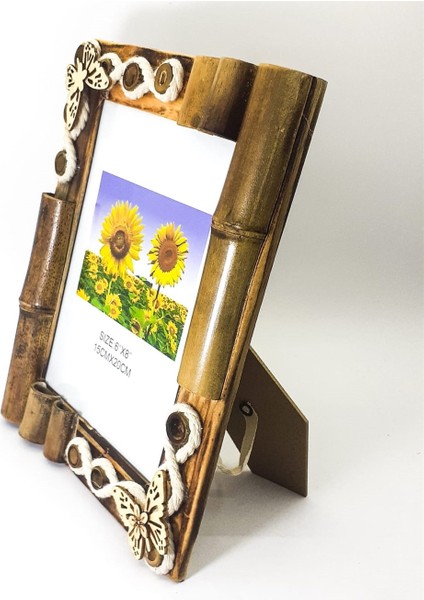 Kişiye Özel Ahşap Bambu Kelebek Desenli Çerçeve fiyatları