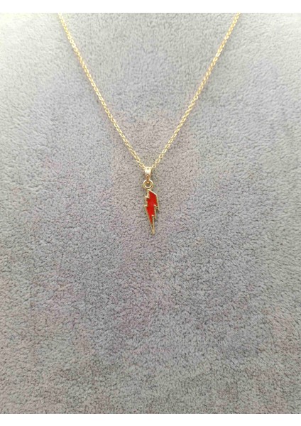 Altın Renk Kırmızı Şimşek Model Kolye fiyatları