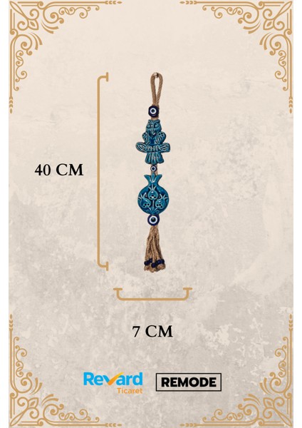 Nazar Boncuklu Seramik Daldaki Baykuş Desenli Nar Meyve Dekoratifli Çok Amaçlı Duvar Eşyası 7x40 Cm fırsatları