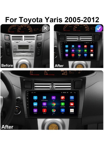 Toyota Yaris 2005-2012 Android Multimedya Carplay 9 Inc Hd IPS Ekran 2/32GB Kamera Hediyeli modelleri