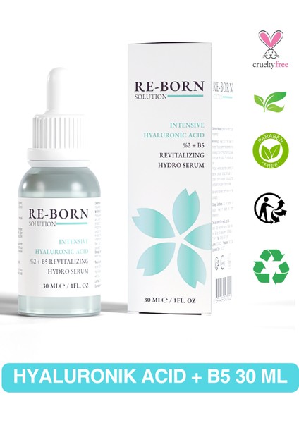 ReBorn Solution Hyaluronik Asit %2 & B5 Yoğun Nemlendirici ve Dolgunlaştırıcı Cilt Serumu 30ML indirimleri