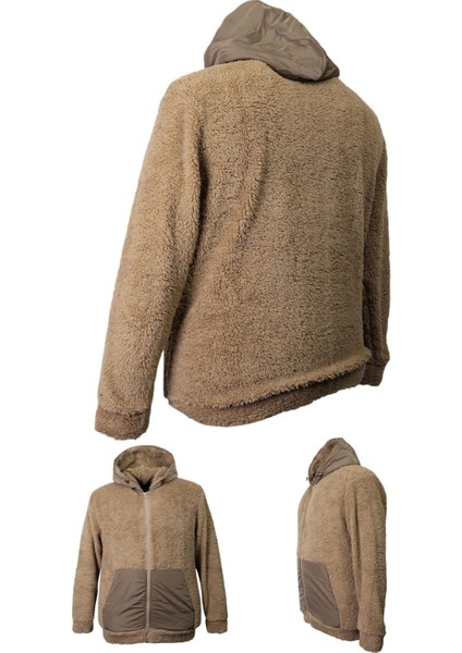 Erkek Büyük Beden Battal Boy 105 Kilo - 134 Kilo Arası Için Uygun Kapüşonlu Peluş Sweat Mont