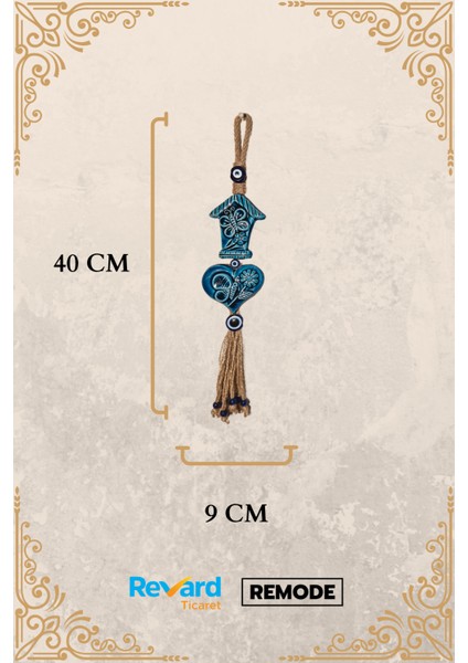 Nazar Boncuklu Seramik Evde Kelebek Desenli Çiçek Ve Kalp Dekoratifli Çok Amaçlı Duvar Eşyası 9x40cm fırsatları