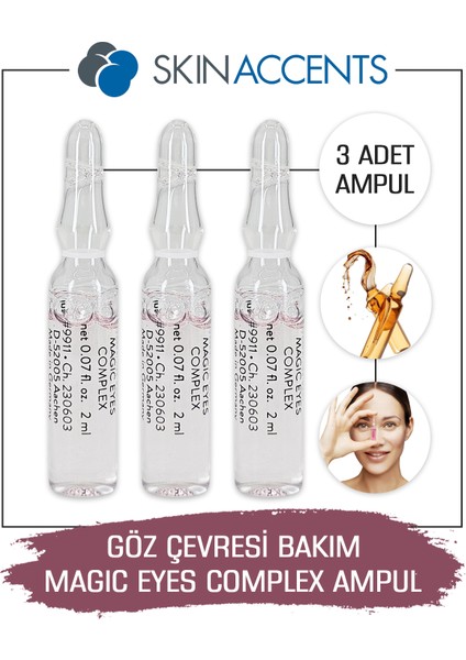Göz Çevresi Bakım Ampul Magic Eyes Complex Cilt Serumu 3 Adet Dermaroller Dermapen Serum