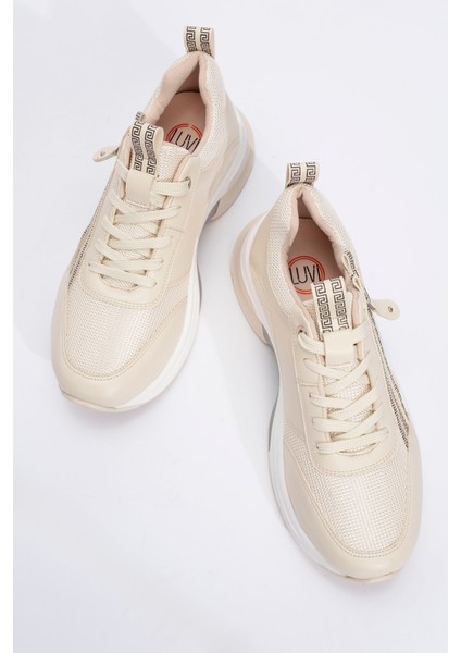 Oude Ekru Kadın Fermuarlı Kalın Taban Spor Sneakers fiyatları