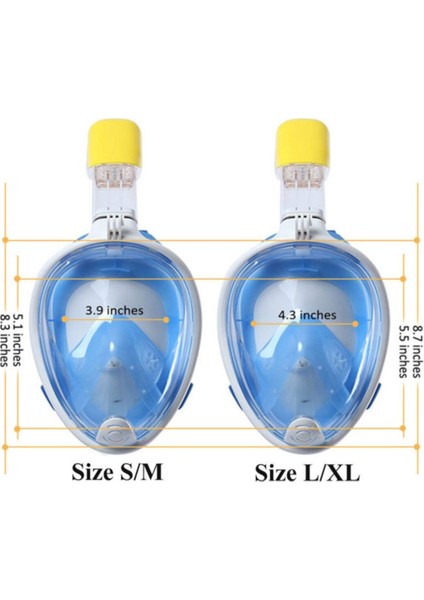 Full Face Şnorkel Dalış Maske Tam Yüz Anti-Sis ve Sızıntı L/xl