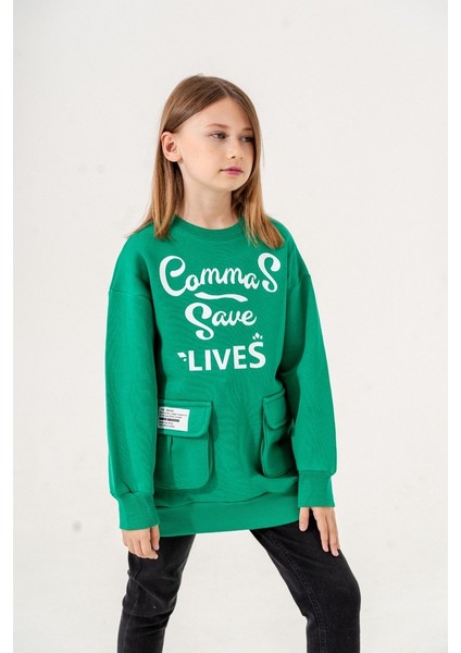 Kız Çocuk Cepli Önünde Baskısı Olan Üç Iplik Sweat G4533 fiyatları