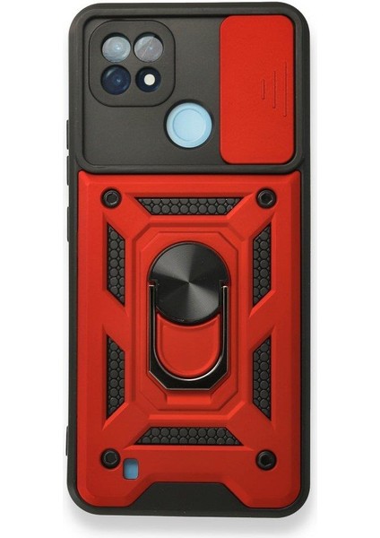 Realme C21 Ile Uyumlu Kılıf Kamera Korumalı Sürgülü Yüzüklü Standlı Tank