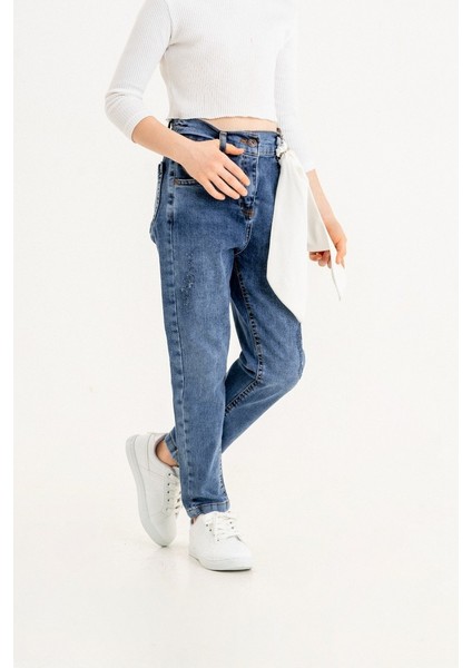 Kız Çocuk Kravat Aksesuarlı Kot Pantolon G2152 fiyatları