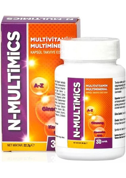 Multivitamin & Multimineral Ginseng, Koenzim Q10 ve Selenyum Içeren 30 Kapsül