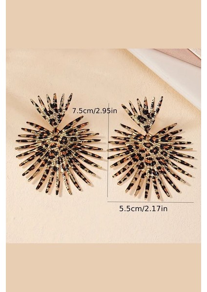 Leopar Desenli Dikenli Tasarım Küpe Retro