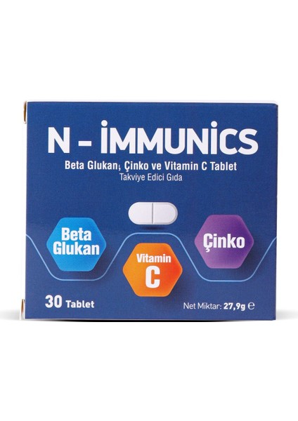 N-Immunics Vitamin C & Beta Glukan & Çinko Içeren 30 Tablet