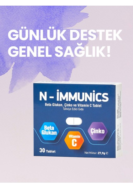 N-Immunics Vitamin C & Beta Glukan & Çinko Içeren 30 Tablet