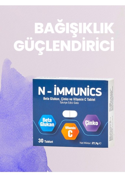 N-Immunics Vitamin C & Beta Glukan & Çinko Içeren 30 Tablet