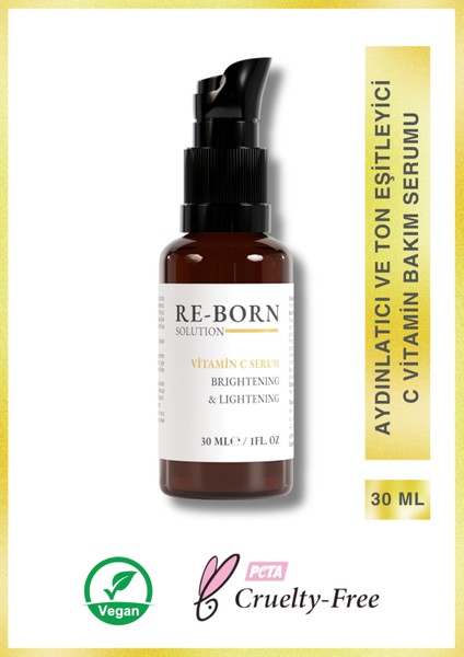 ReBorn Solution Aydınlatıcı ve Ton Eşitleyici C Vitamin Bakım Serumu 30 ml %15 Ascorbic Acid & B5 %2