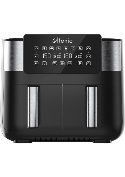 K20 Airfryer, Çift Bölmeli Fritöz, 8 Litre Xxl, 2850 W, Siyah