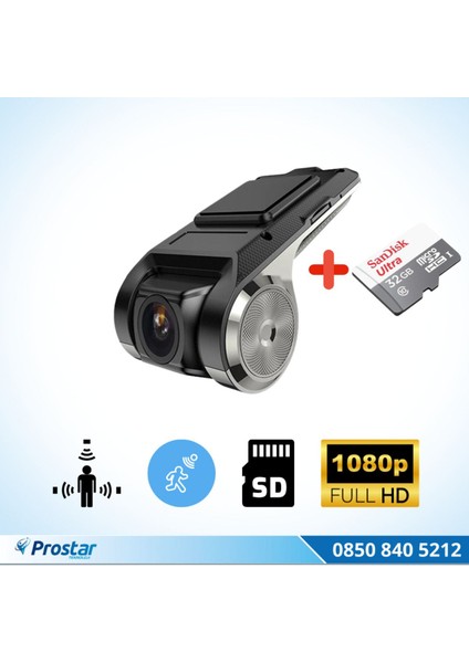Araç Dvr Sürüş Kaydedici Kamera USB Full Hd (32 GB Sd Kart Dahil) 1080P 170° Geniş Açı modelleri