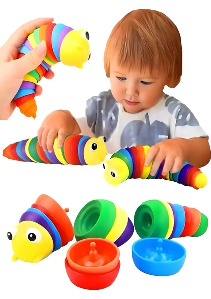 Bebekler Için Dikkat Çekici Rengarenk Söktak Tırtıl - Esnek Oyuncak Sök Tak Tırtıl