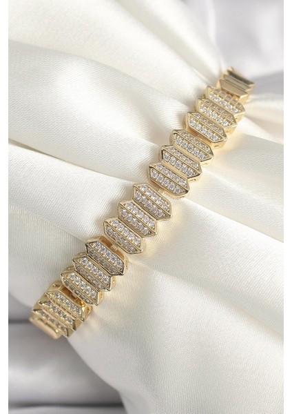 Pirinç Gold Renk Zirkon Taşlı Xuping Exclusive Vıp Seri Kadın Bileklik