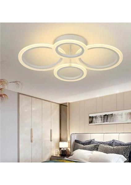 Saber Beyaz Plafonyer Lüks Modern 4'lü Günışığı Ledli Avize