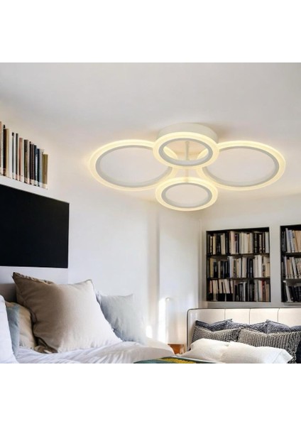 Saber Beyaz Plafonyer Lüks Modern 4'lü Günışığı Ledli Avize