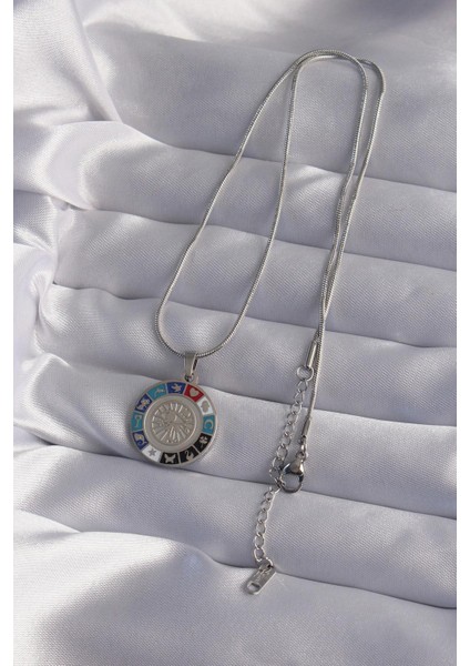 316L Çelik Zincir Gümüş Renk Göz Temalı Madalyon Şans Kolye fiyatları