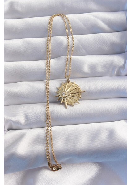 316L Çelik Zincir Gold Renk Zirkon Taşlı Star Model Kolye fiyatları