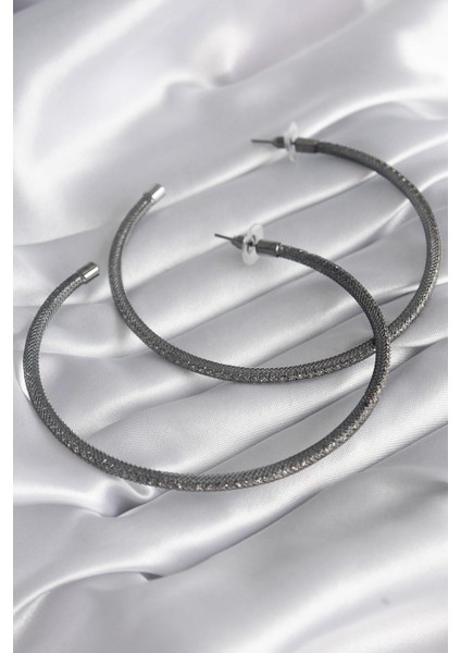 Pirinç Siyah Renk Hasır Halka Model Zirkon Taş Detay Kadın Küpe fiyatları