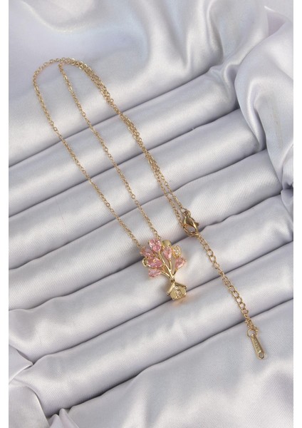 316L Çelik Zincir Altın Renk Pembe Zirkon Taşlı Uçan Ev Kolye fiyatları