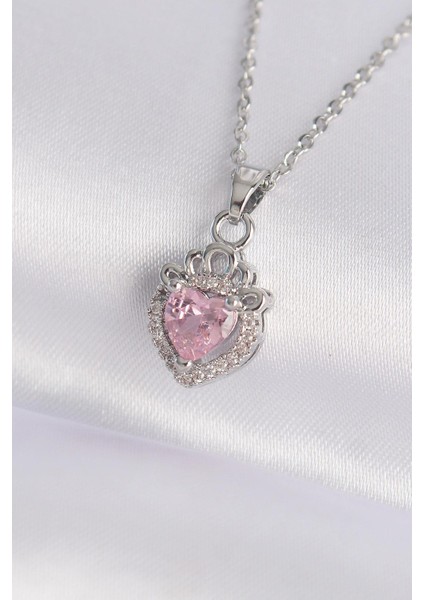 316L Çelik Zincir Gümüş Renk Pembe Zirkon Taşlı Rapunzel Kolye fiyatları