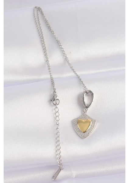 316L Çelik Zincir Gümüş Renk Zirkon Taşlı Tasarım Altın Renk Kalp Kolye fiyatları
