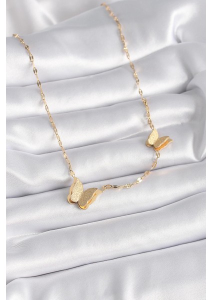 316L Çelik Gold Renk Simli Kelebek Model Kadın Kolye fiyatları