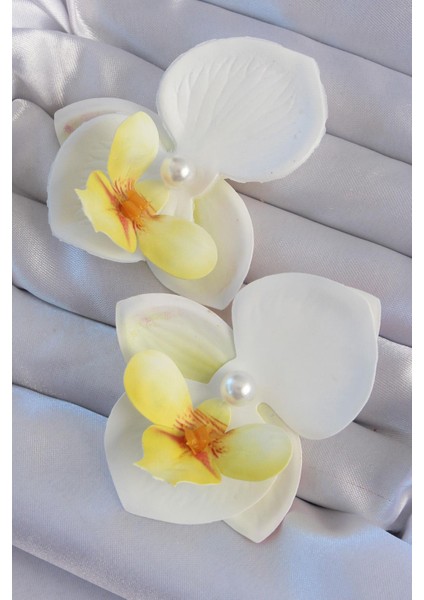 Beyaz Renk Inci Detay Orkide Çiçeği Küpe fiyatları