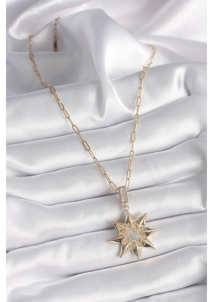 316L Çelik Gold Renk Zirkon Taşlı Kutup Yıldızı Model Kadın Kolye fiyatları