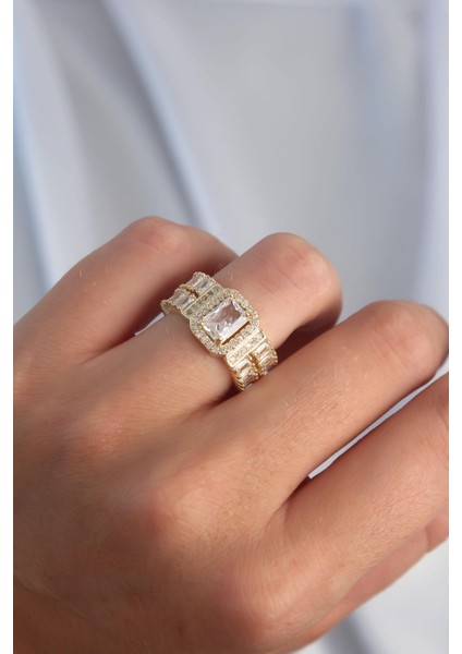 Pirinç Gold Renk Su Yolu Model Ayarlamalı Baget Taş Yüzük fırsatları