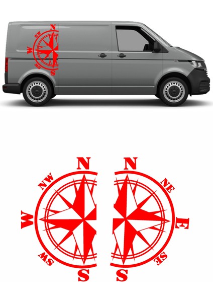 2 Li Yarım Pusula Sticker Araba Oto Motosiklet Karavan Etiket 02175