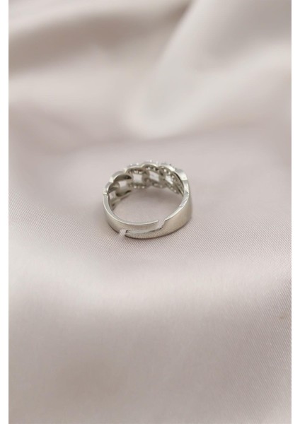 Gümüş Renk Metal Zincir Model Taşlı Kadın Yüzük fiyatları